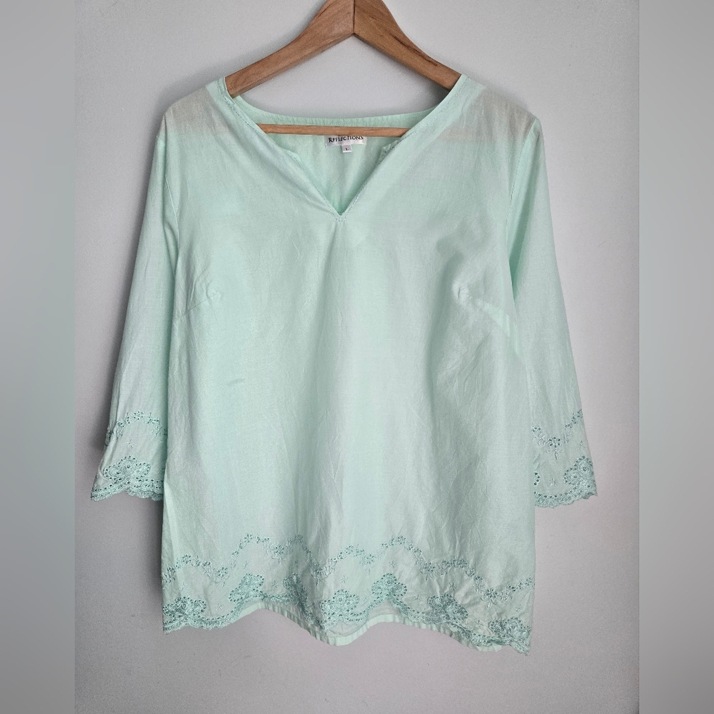 NORTHERN REFLECTIONS Light Mint Green Cotton Top